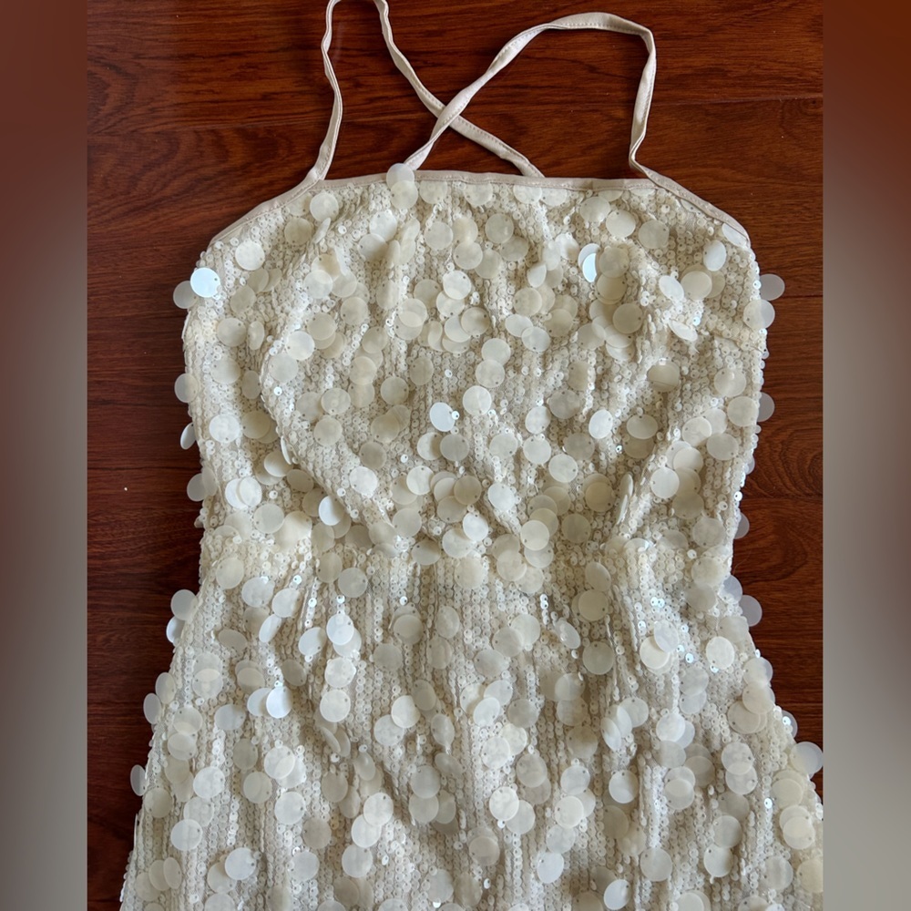 Cream Sequin Midi Dress NWOT - Picture 6 of 8